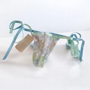 Rare VTG Y2K Forever 21 Pastels Floral Mesh Coquette Thong Panty with Ties SM